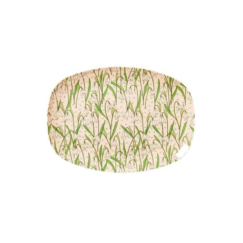 Assiette rectangulaire mélamine - Plateau Rice  -  Snowdrop