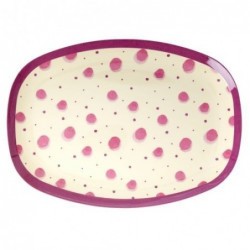 Assiette rectangulaire Mélamine - Plateau Rice -  Pink watercolor splash