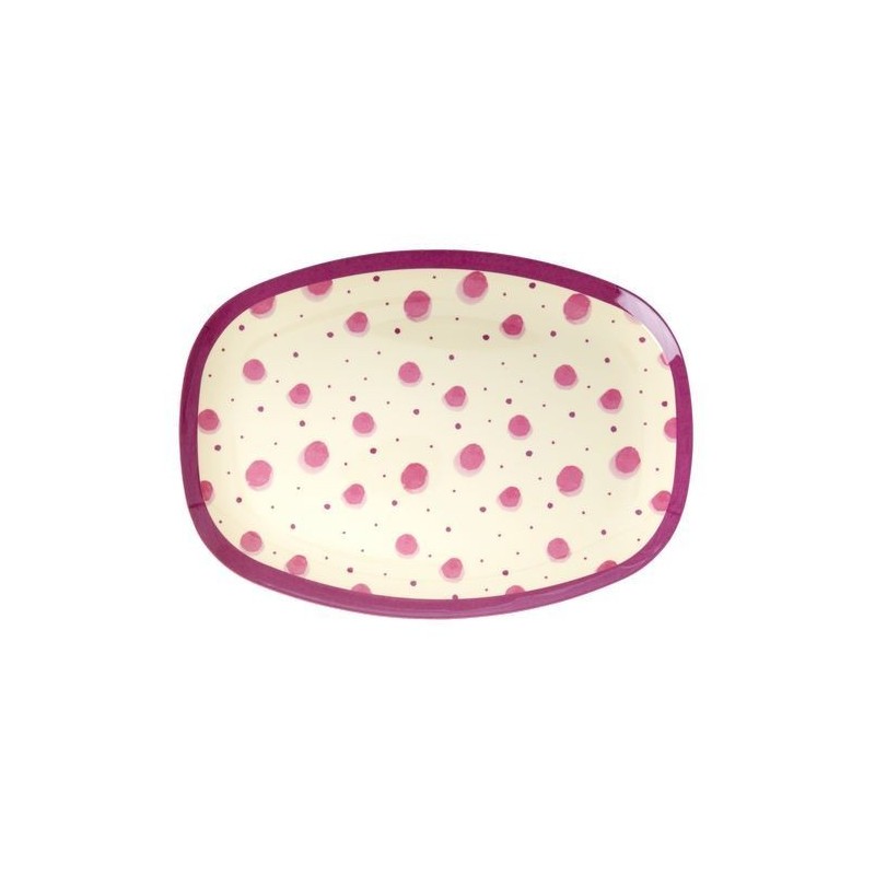 Assiette rectangulaire Mélamine - Plateau Rice -  Pink watercolor splash