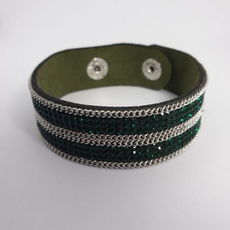 Bracelet pailleté émeraude en cuire synthétique - Nusa Dua