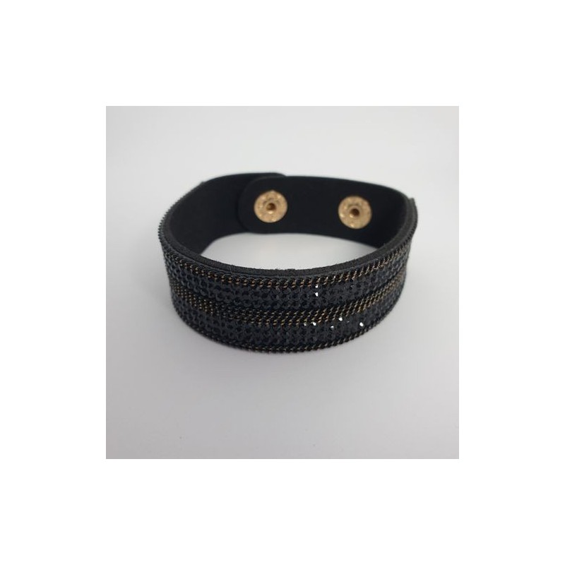 Acheter un bracelet brillant noir en cuire synth tique Nusa Dua