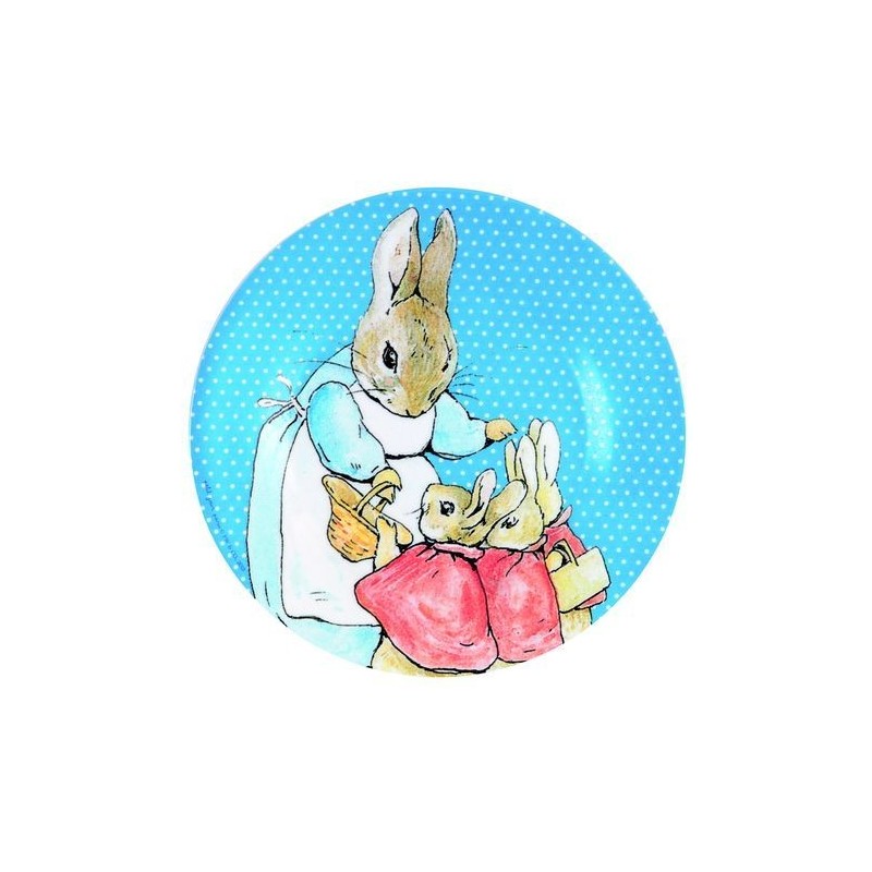Assiette bleue - La maman et ses petits - Peter Rabbit
