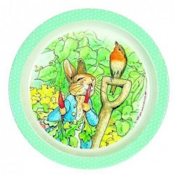 Grande assiette Peter Rabbit - Bordure verte à pois