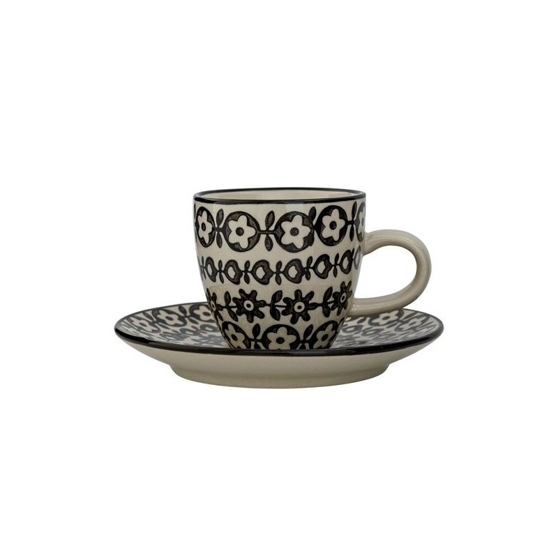 Tasse et soucoupe expresso Julie - Bloomingville - noir et blanc
