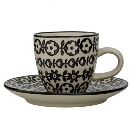 Tasse et soucoupe expresso Julie - Bloomingville - noir et blanc