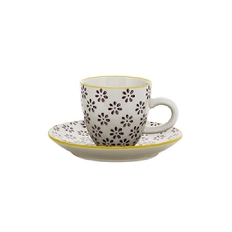Tasse et soucoupe expresso Susie - Bloomingville - Fleurs prunes