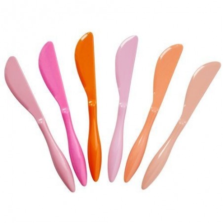6 couteaux à beurre en Mélamine - Rice - Pink and Orange colors