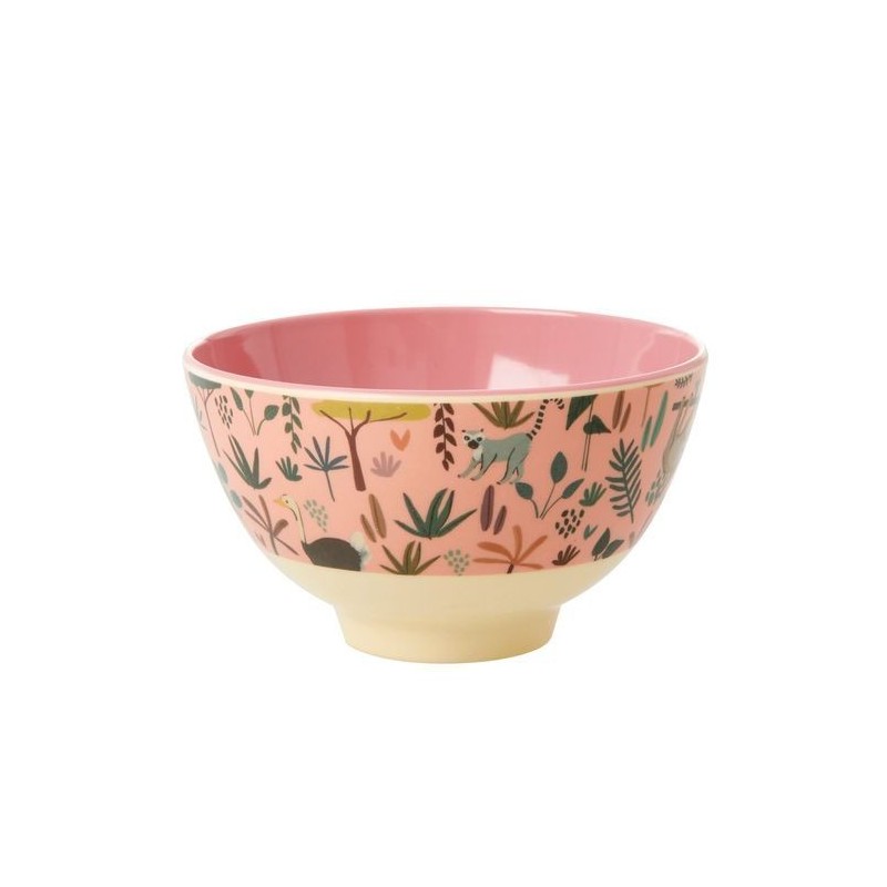 Petit bol en Mélamine - Rice - All over Jungle Animals - Corail