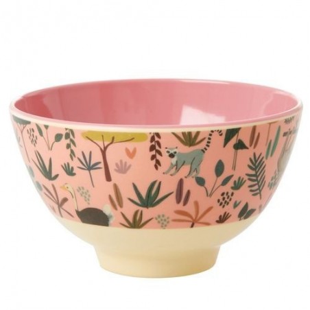 Petit bol en Mélamine - Rice - All over Jungle Animals - Corail