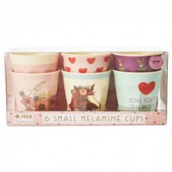 6 gobelets - Rice - Mélamine - Farm animals - Pink