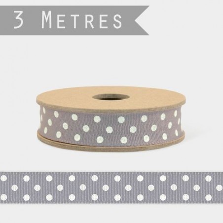 Ruban - East of India - Dotty grey- 3m