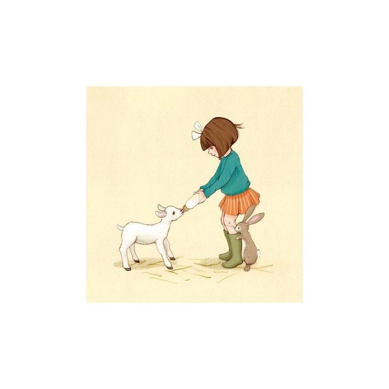 Sérigraphie - Belle and Boo - Belle and her little lamb