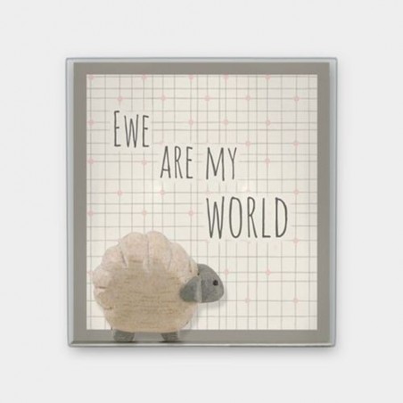 Figurine et message - East of India - Mouton sculpté en bois