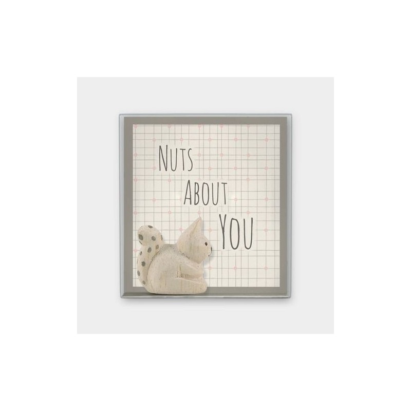 Figurine et message - East of India - Ecureuil sculpté en bois