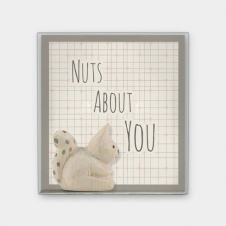 Figurine et message - East of India - Ecureuil sculpté en bois