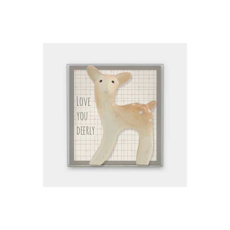 Figurine et message - East of India - Daim sculpté en bois