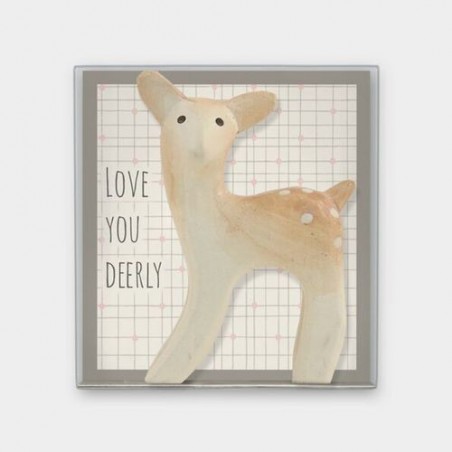 Figurine et message - East of India - Daim sculpté en bois