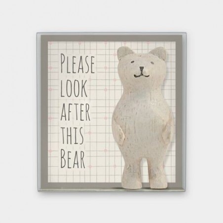 Figurine et message - East of India - Ours sculpté en bois