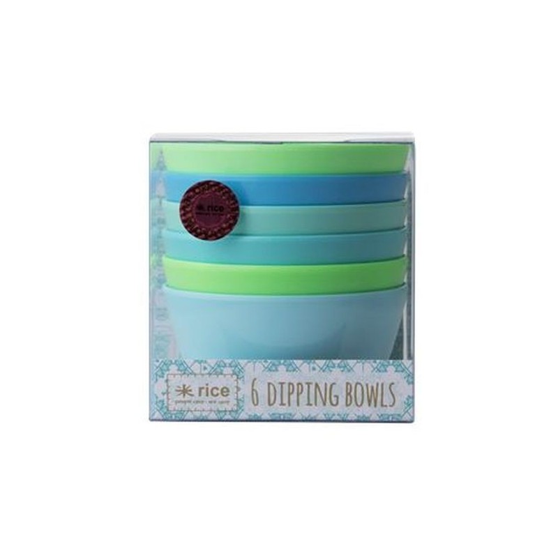 Lot de 6 bols à dips  - Rice - Blue and green