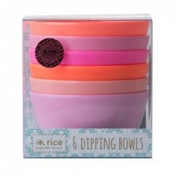 Lot de 6 bols à dips  - Rice - Pink and orange