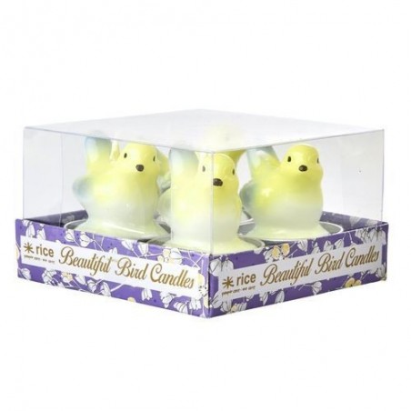 Lot de 4 bougies chauffe plat  - Rice - Oiseaux jaunes