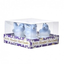 Lot de 4 bougies chauffe plat  - Rice - Oiseaux bleus