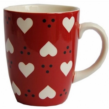 Mug rouge - petits coeurs - Déjeuner sur l'herbe - 30 cl