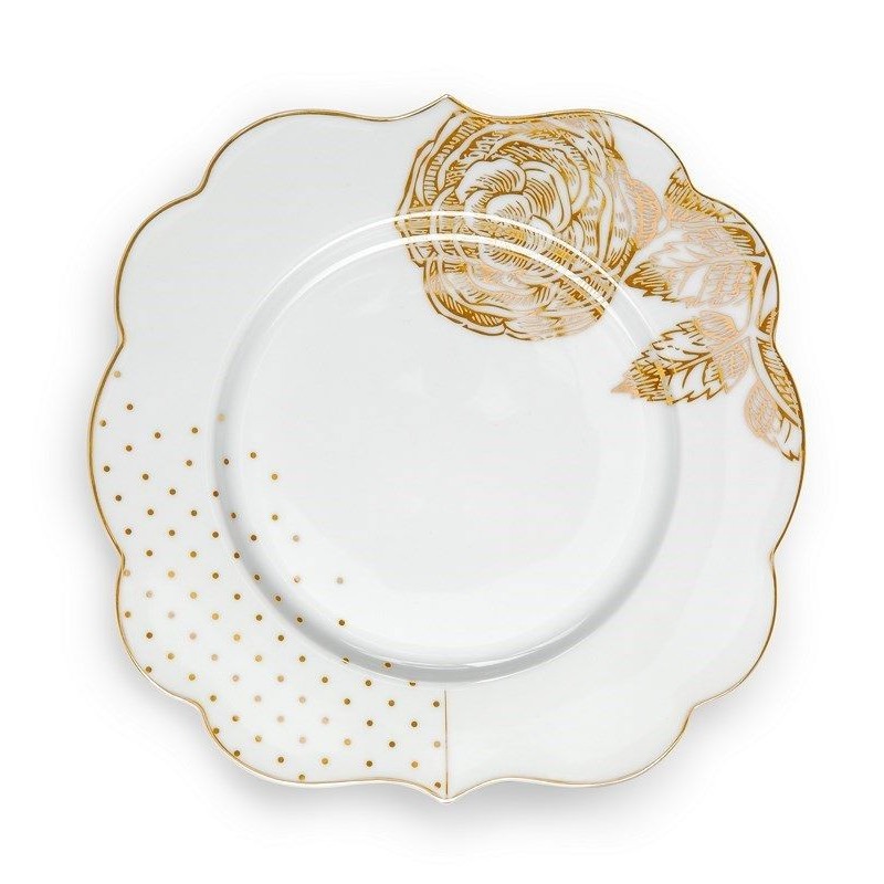Assiette à dessert Royal White dorée - Pip Studio - 17cm