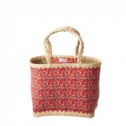 Panier en raphia - Rice - liberty Rouge - petit modèle