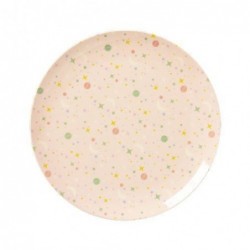 Assiette plate mélamine - Rice - Universe print - Pink