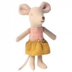Boîte d'allumettes avec Souris Maileg - Petite sœur - Jupe ocre