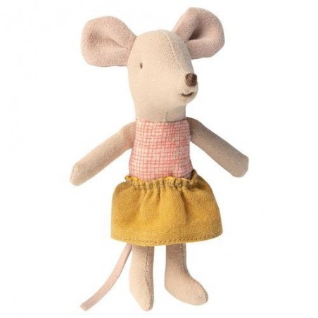 Boîte d'allumettes avec Souris Maileg - Petite sœur - Jupe ocre