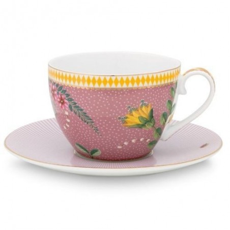 Tasse et sous-tasse à thé - La Majorelle - Rose - Pip Studio - 25 cl