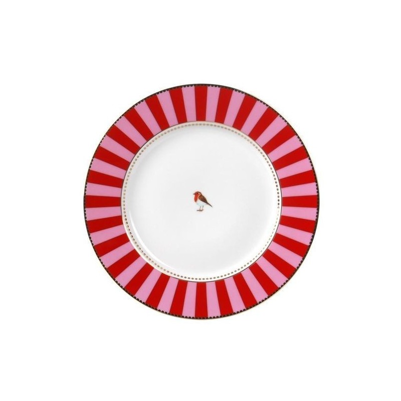 Assiette Pip Studio Love Birds - bande Rouge Rose 26cm