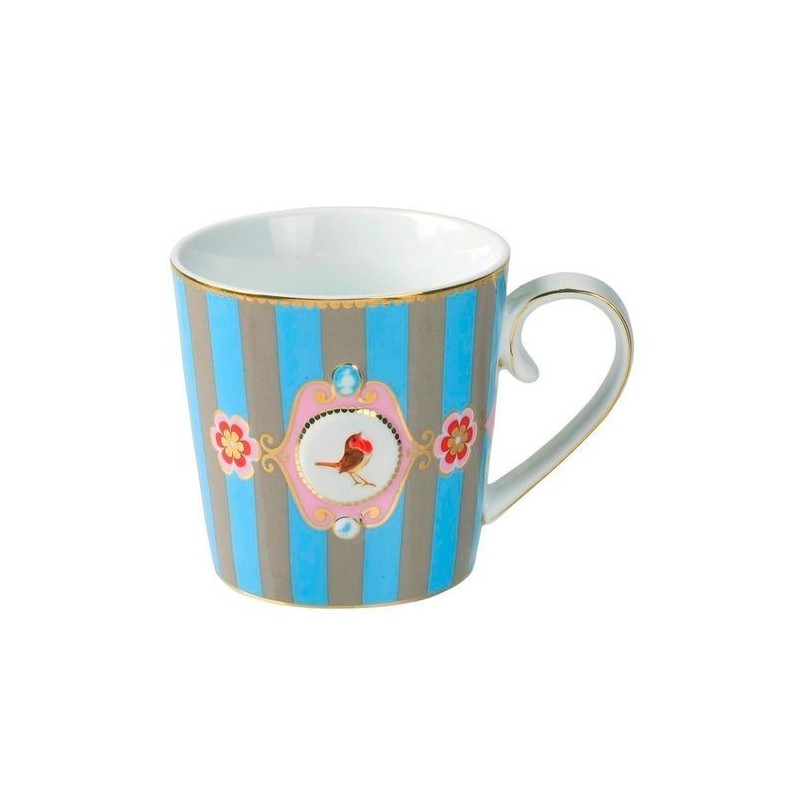 Mug médaillon bande bleu-kaki love bird - Pip studio - 25cl