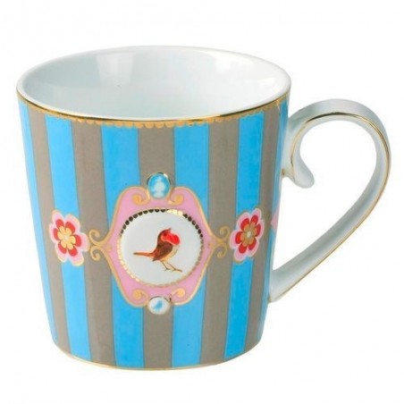 Mug médaillon bande bleu-kaki love bird - Pip studio - 25cl