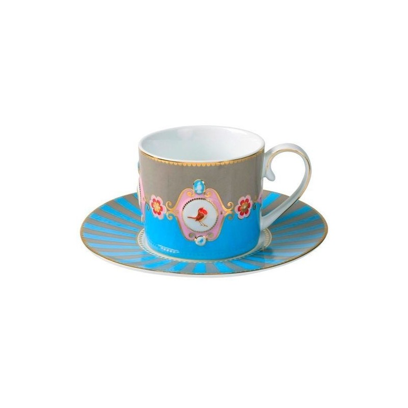 Tasse et soucoupe Pip Studio - love birds - Bleu Kaki
