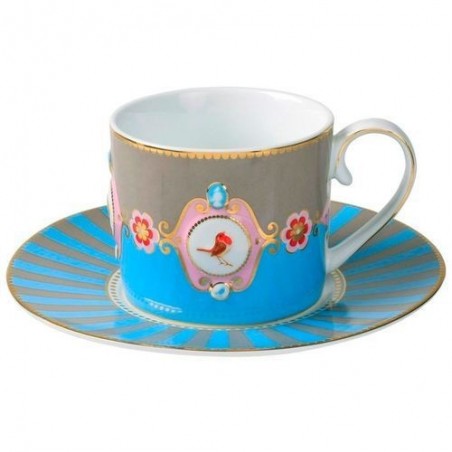 Tasse et soucoupe Pip Studio - love birds - Bleu Kaki