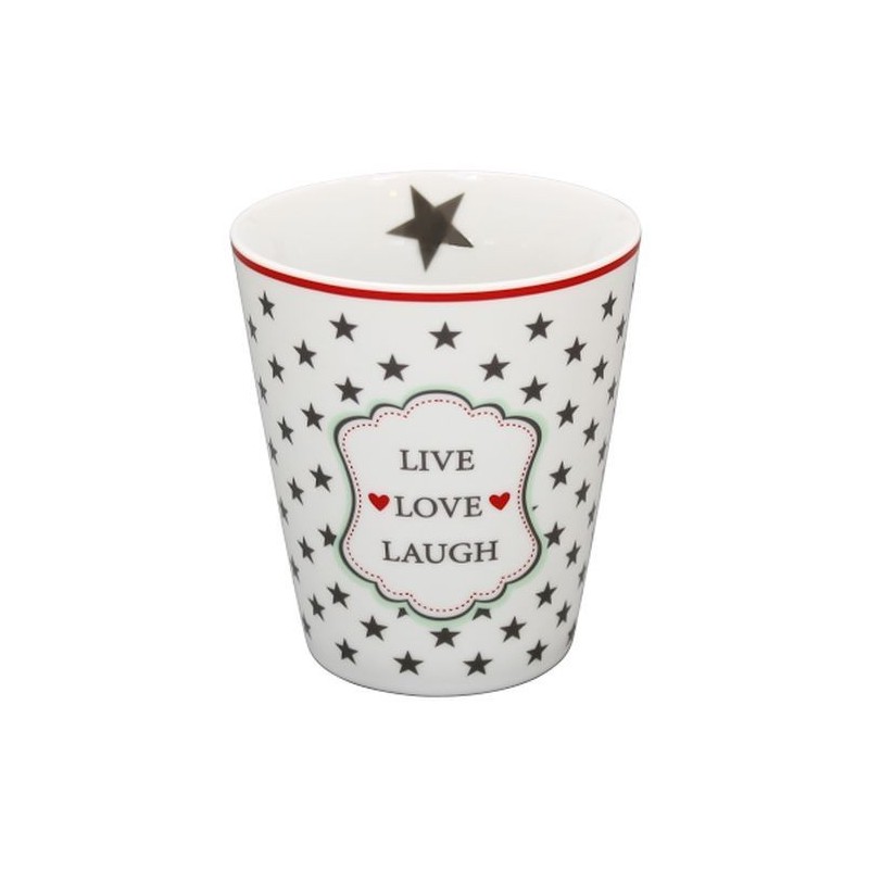 Mug - Krasilnikoff - Blanc étoiles grises - Live-Love-Laugh