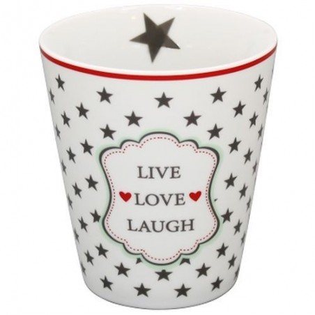 Mug - Krasilnikoff - Blanc étoiles grises - Live-Love-Laugh