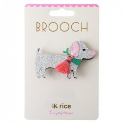 Broche - Rice - Chien argenté