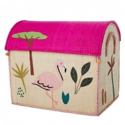 Maison Range jouets - Rice - Animaux de la Jungle - Grand Modèle - Rose