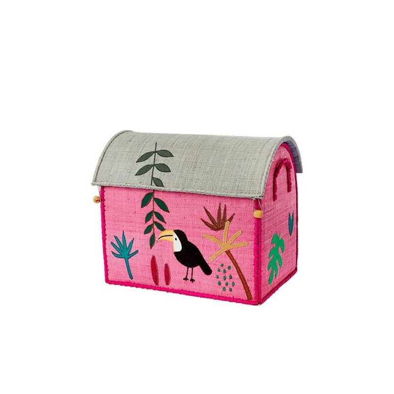 Maison Range jouets - Rice - Animaux de la Jungle - Petit Modèle - Rose