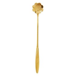 Cuillère longue en acier inoxydable RICE dorée - Marguerite - 18cm