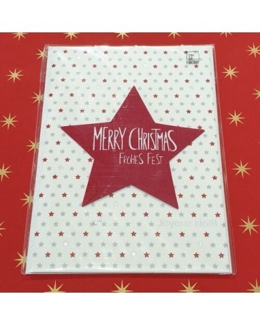 Carte de Noël - Etoile rouge - Merry Christmas - Rader