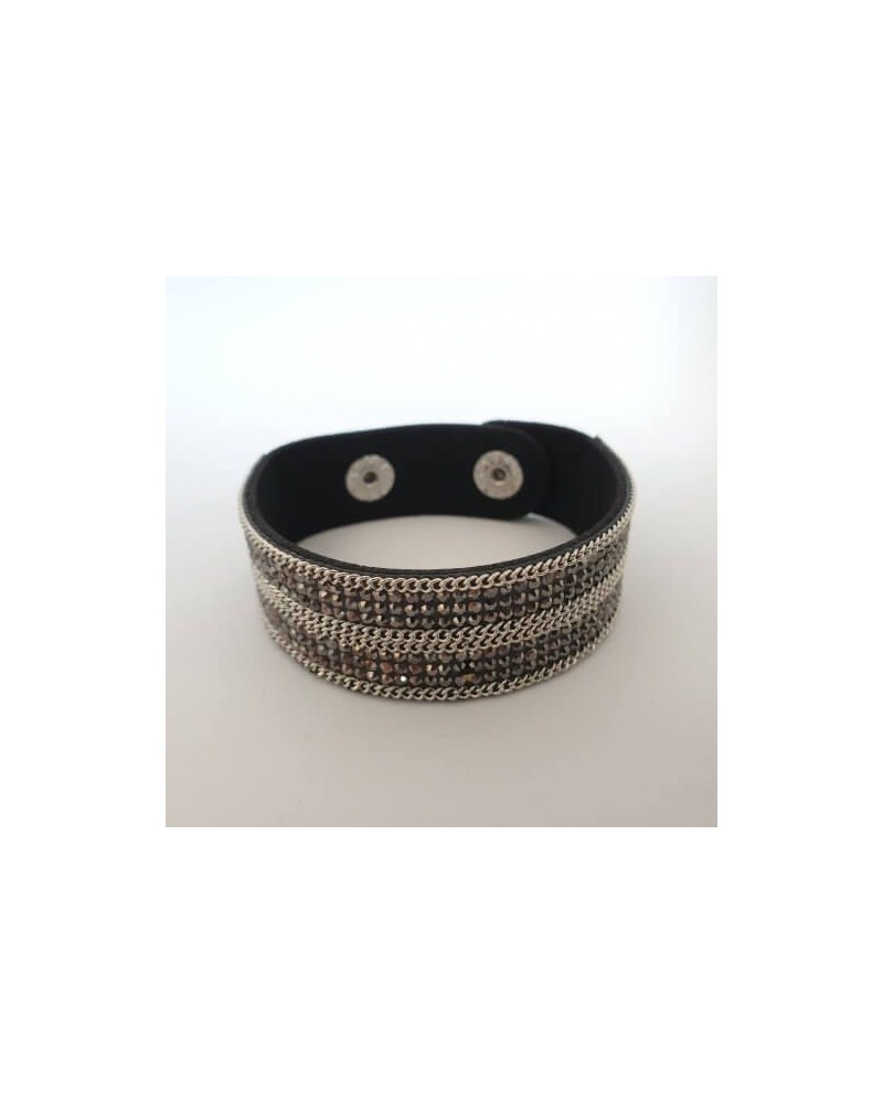 Bracelet pailleté gris en cuire synthétique - Nusa Dua