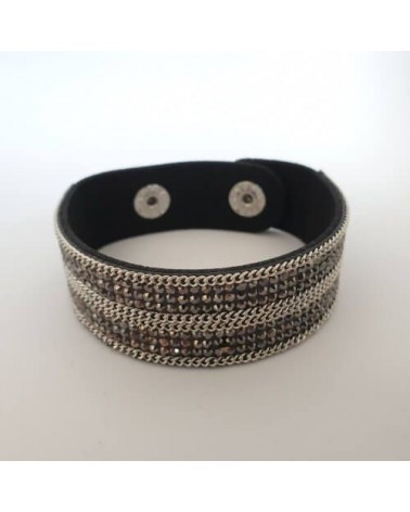 Bracelet pailleté gris en cuire synthétique - Nusa Dua