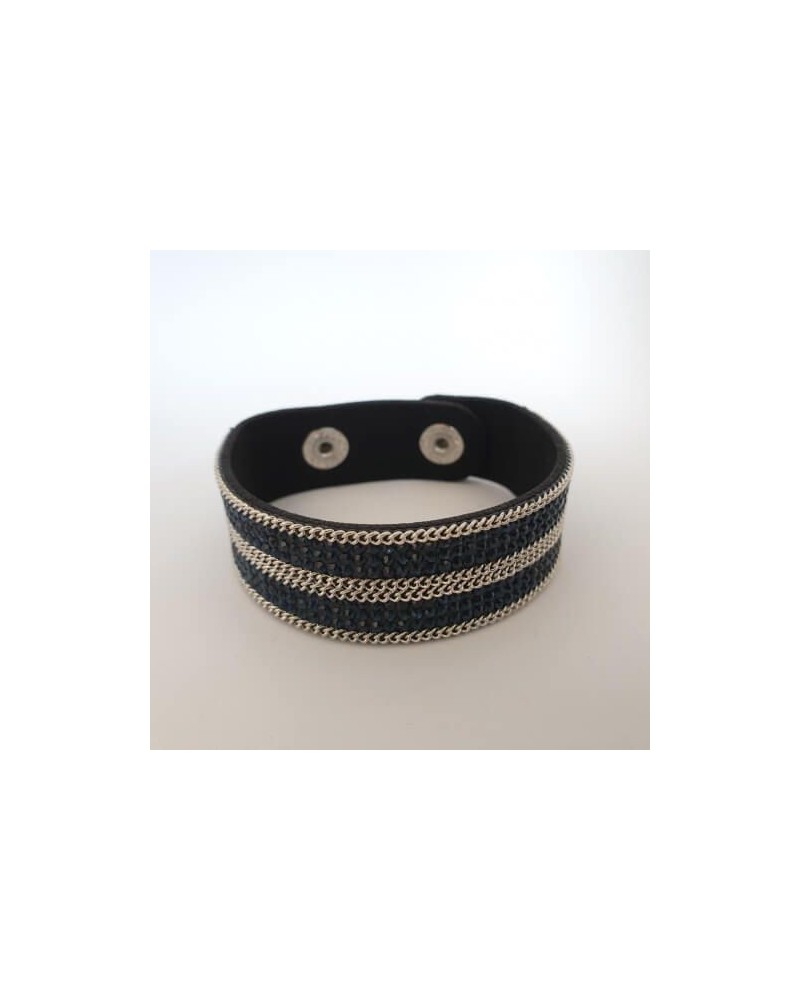 Bracelet pailleté bleu sombre en cuire synthétique - Nusa Dua