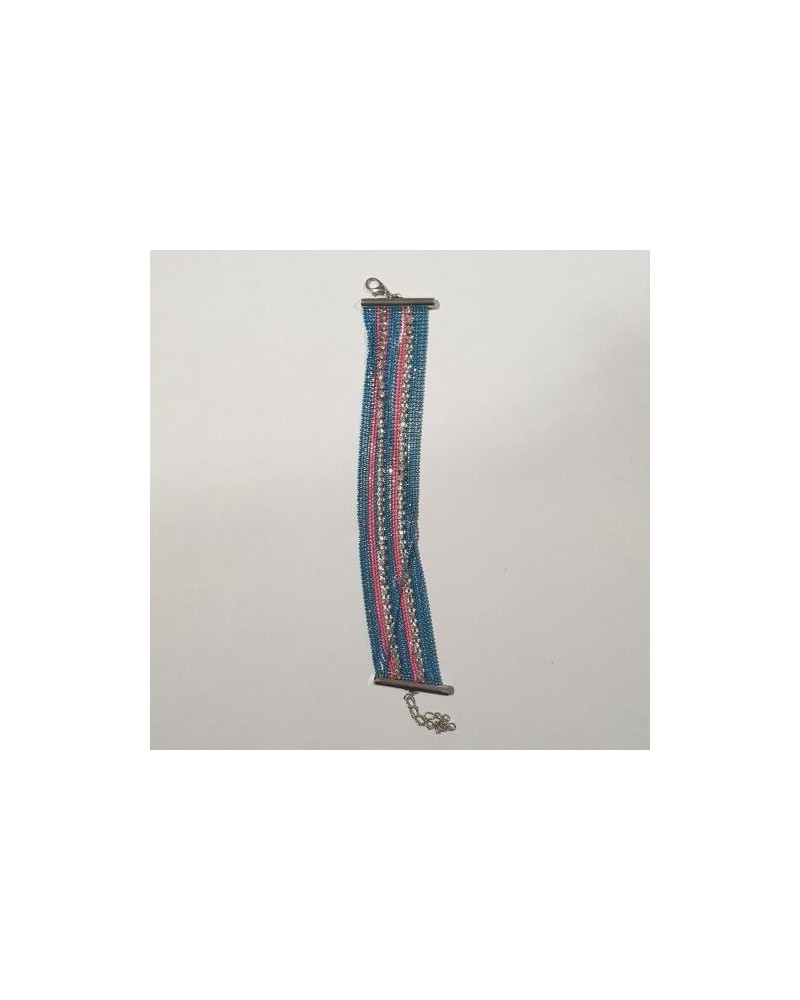 Grand bracelet perles - Bleu et rose - Nusa Dua