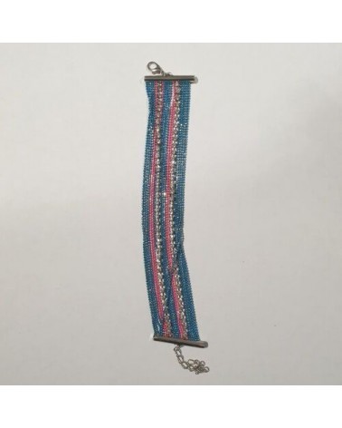 Grand bracelet perles - Bleu et rose - Nusa Dua
